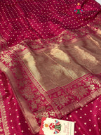 Rani Pure Dola Silk Bandhani Chunri Saree for Sangeet Night | Bridal Wear