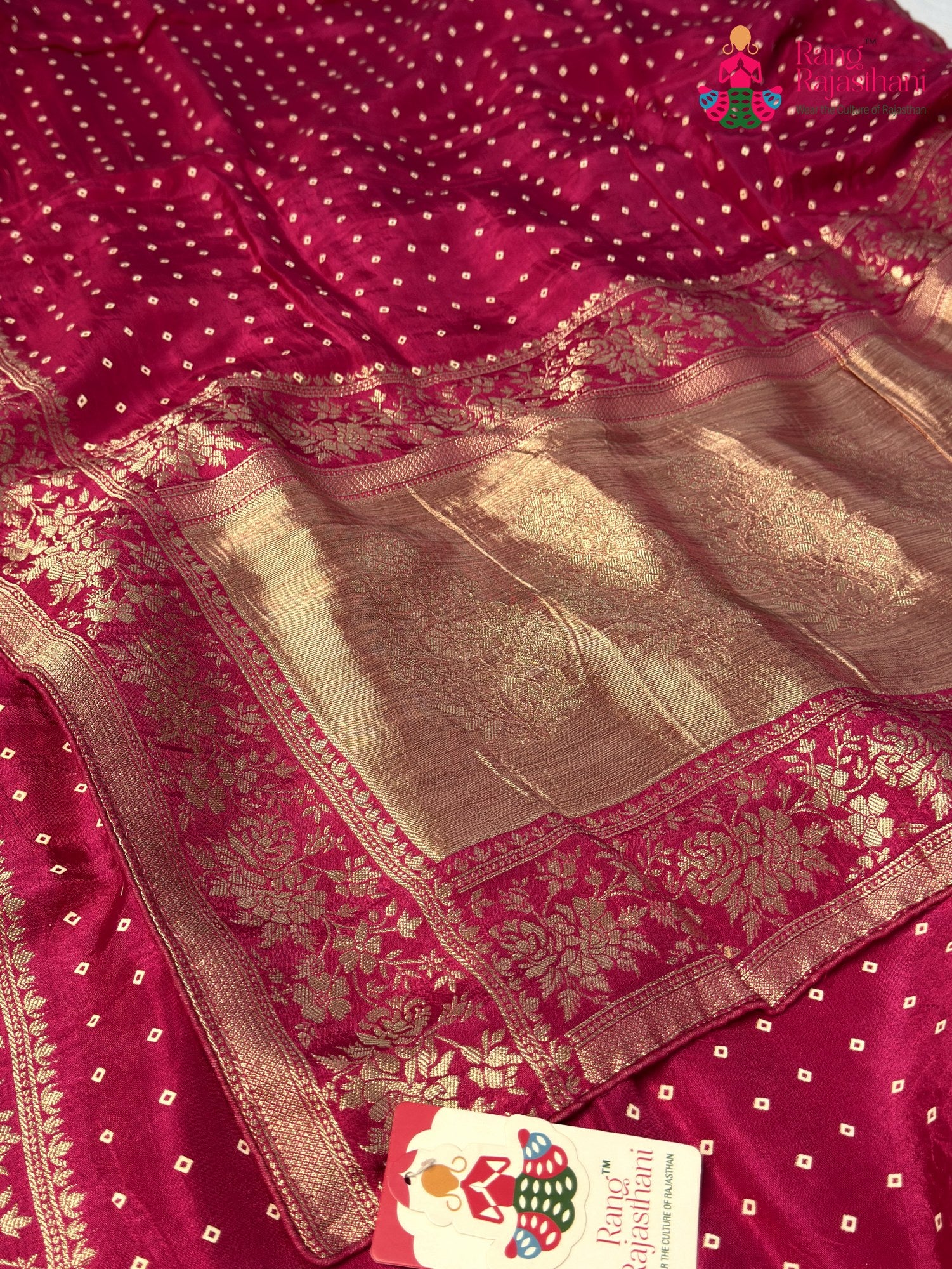 Rani Pure Dola Silk Bandhani Chunri Saree for Sangeet Night | Bridal Wear