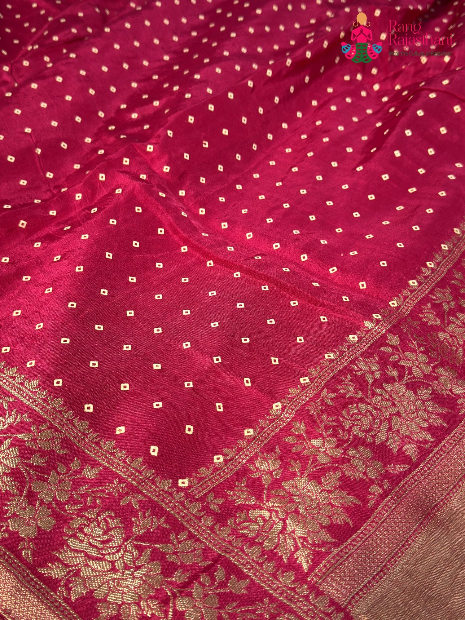 Rani Pure Dola Silk Bandhani Chunri Saree for Sangeet Night | Bridal Wear