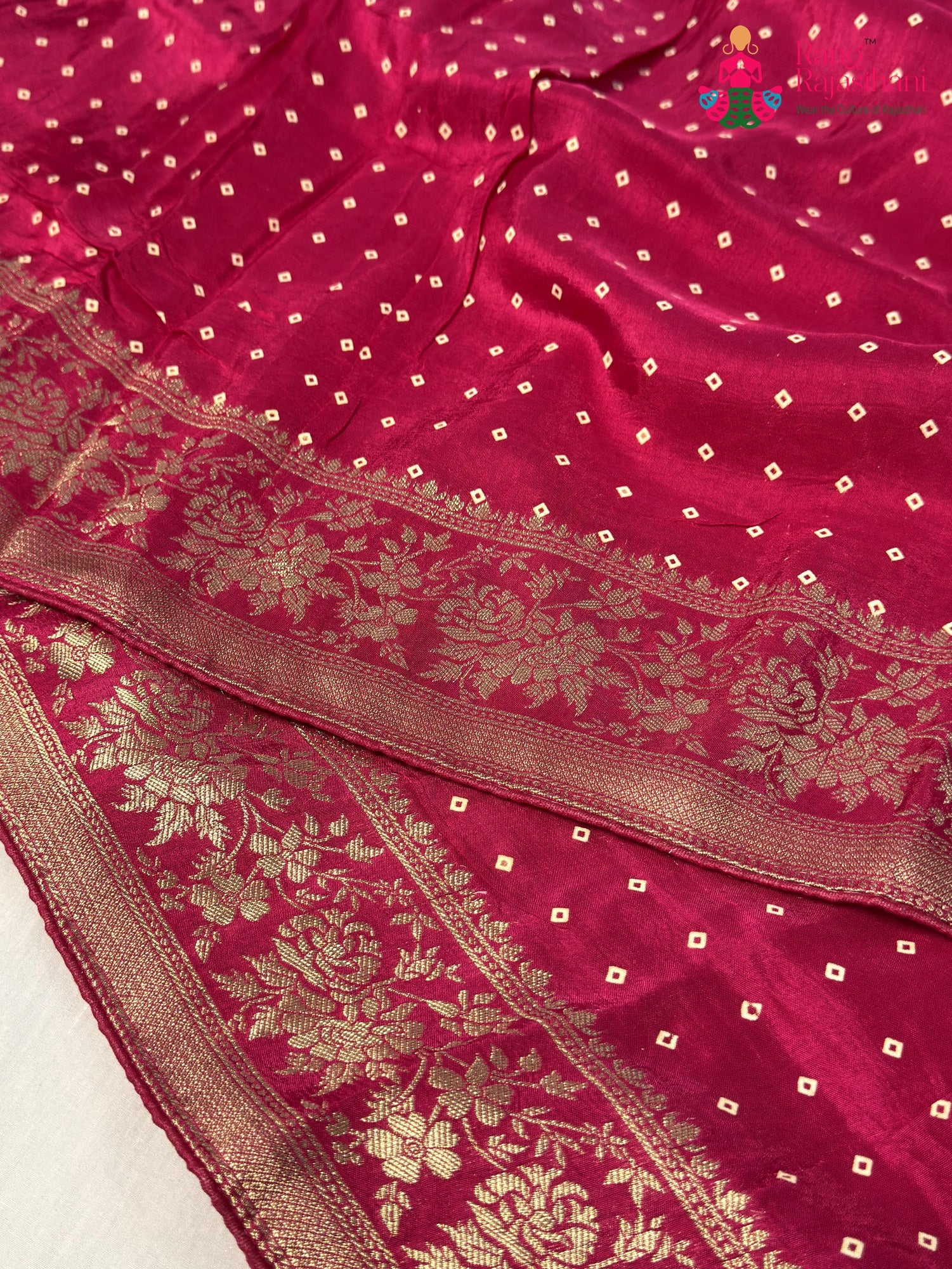 Rani Pure Dola Silk Bandhani Chunri Saree for Sangeet Night | Bridal Wear