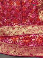 Rani Pure Khaddi Georgette Bandhani Chunri Saree for Mayra Ceremony | Bridal Collection