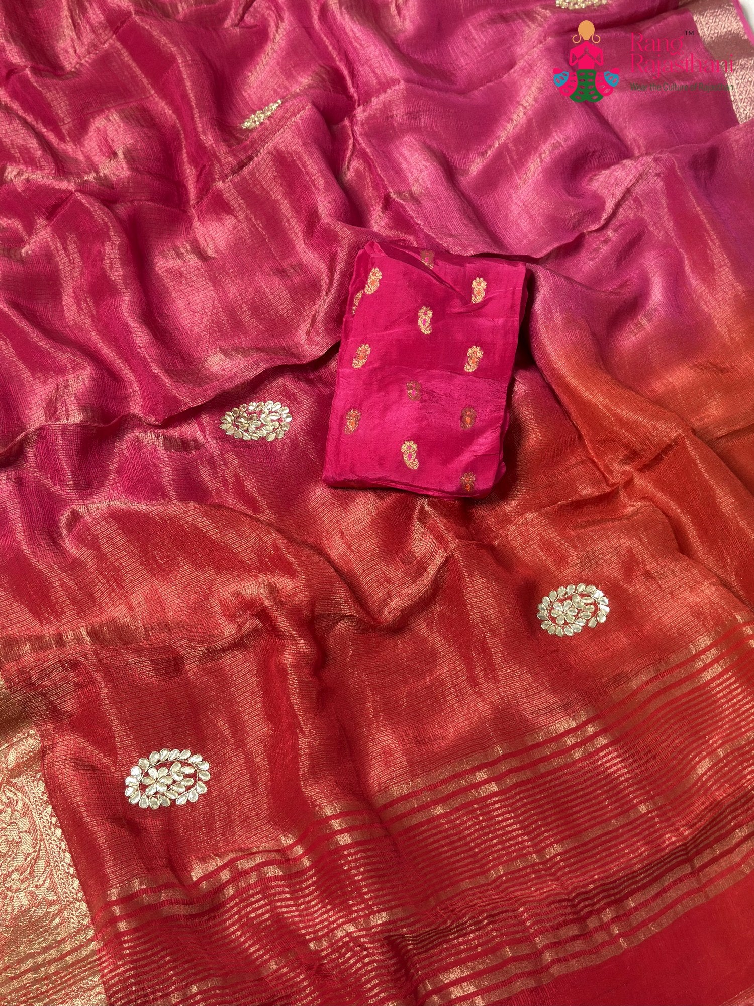 Rani Pure Kora Silk Gota Patti Saree for Festive Wear | Best Seller