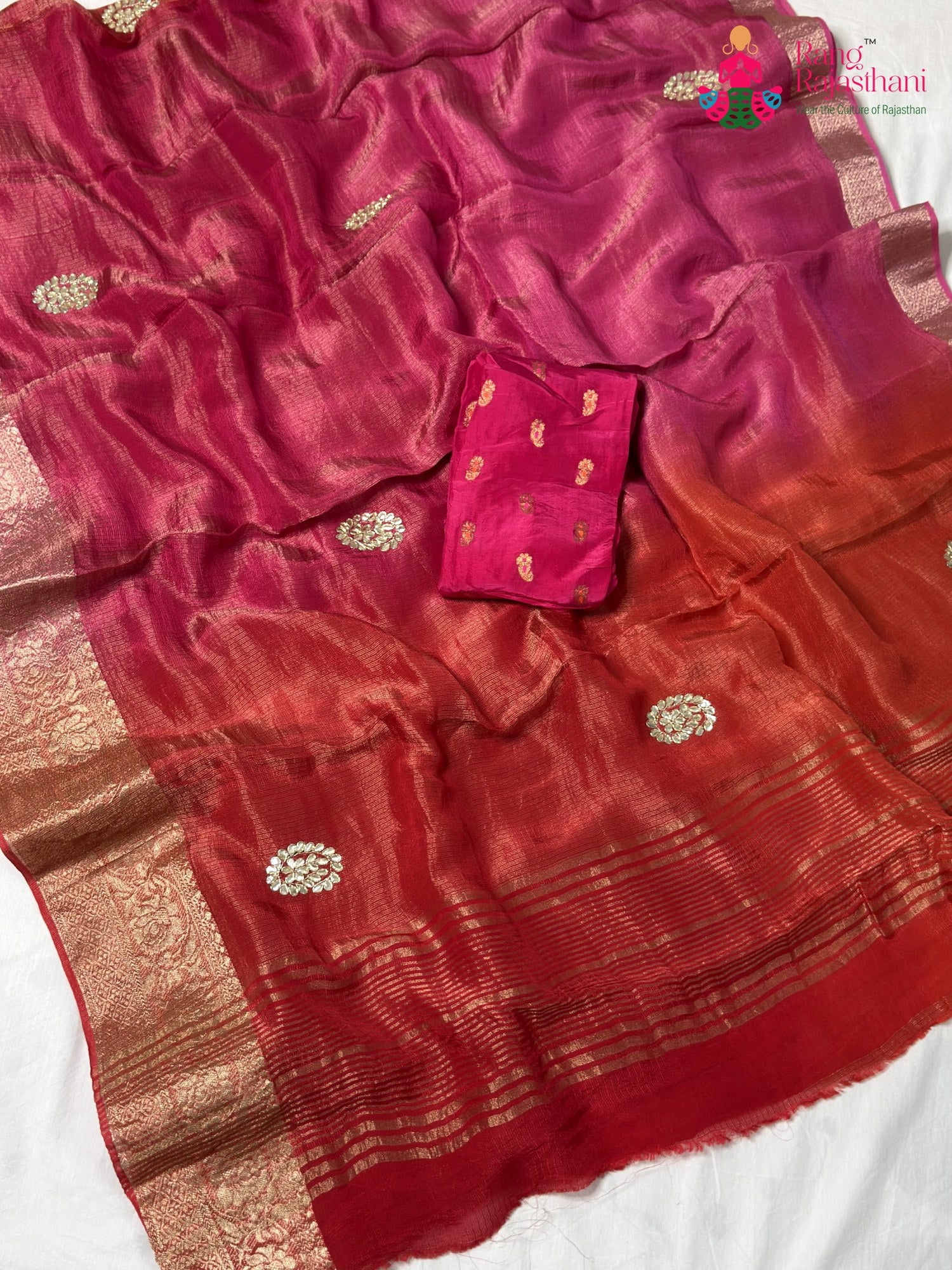 Rani Pure Kora Silk Gota Patti Saree for Festive Wear | Best Seller