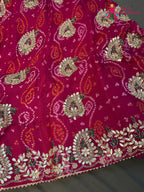 chunni detail of rani pure ojariya bandhani lehenga chunni