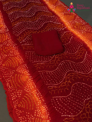Rani Pure Ojariya Bandhani Chunri Saree for Mayra Ceremony | Premium Edit