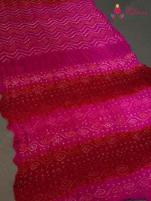 Rani Pure Ojariya Bandhani Chunri Saree for Mayra Ceremony | Premium Drape