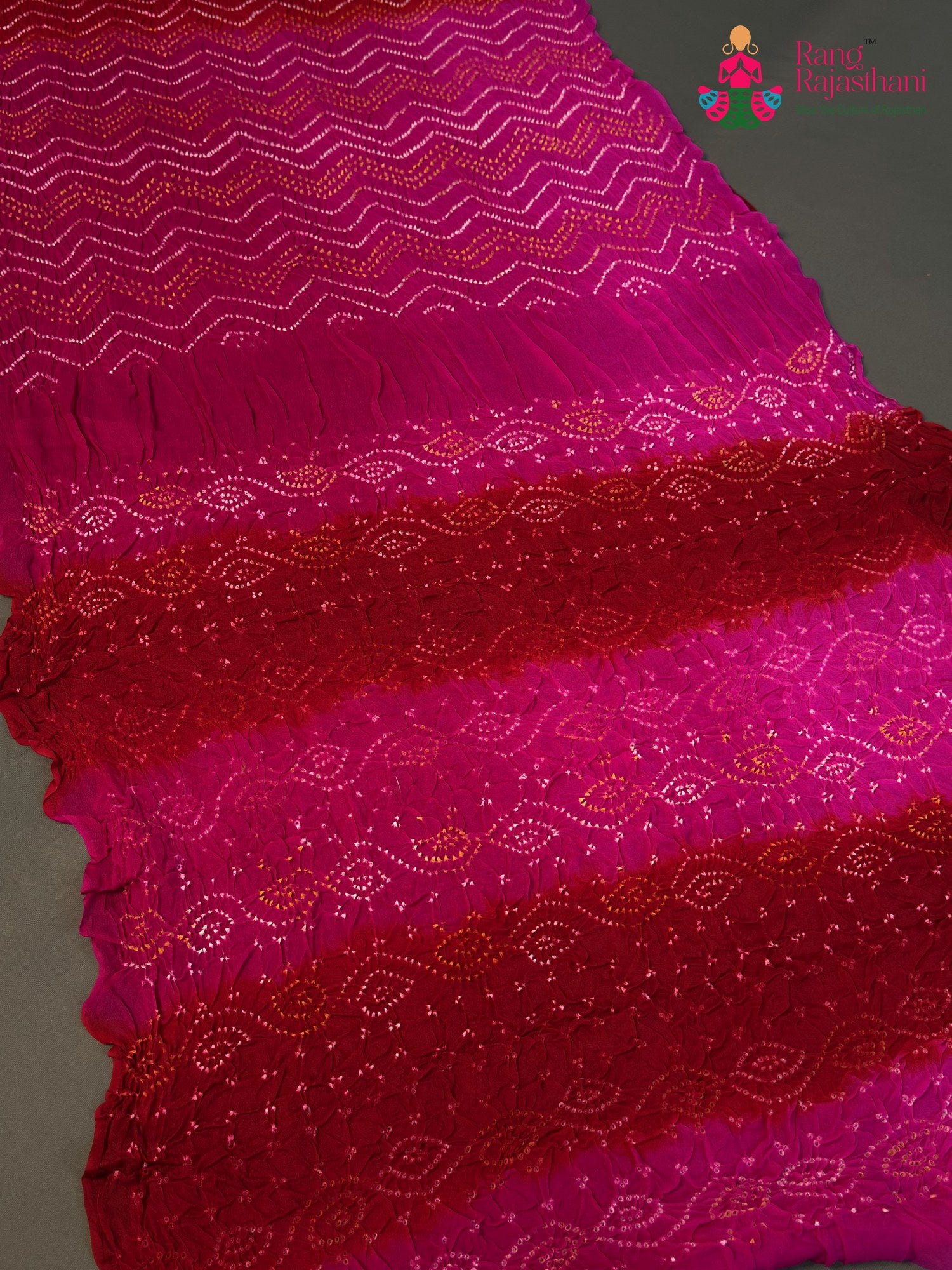 Rani Pure Ojariya Bandhani Chunri Saree for Mayra Ceremony | Premium Drape
