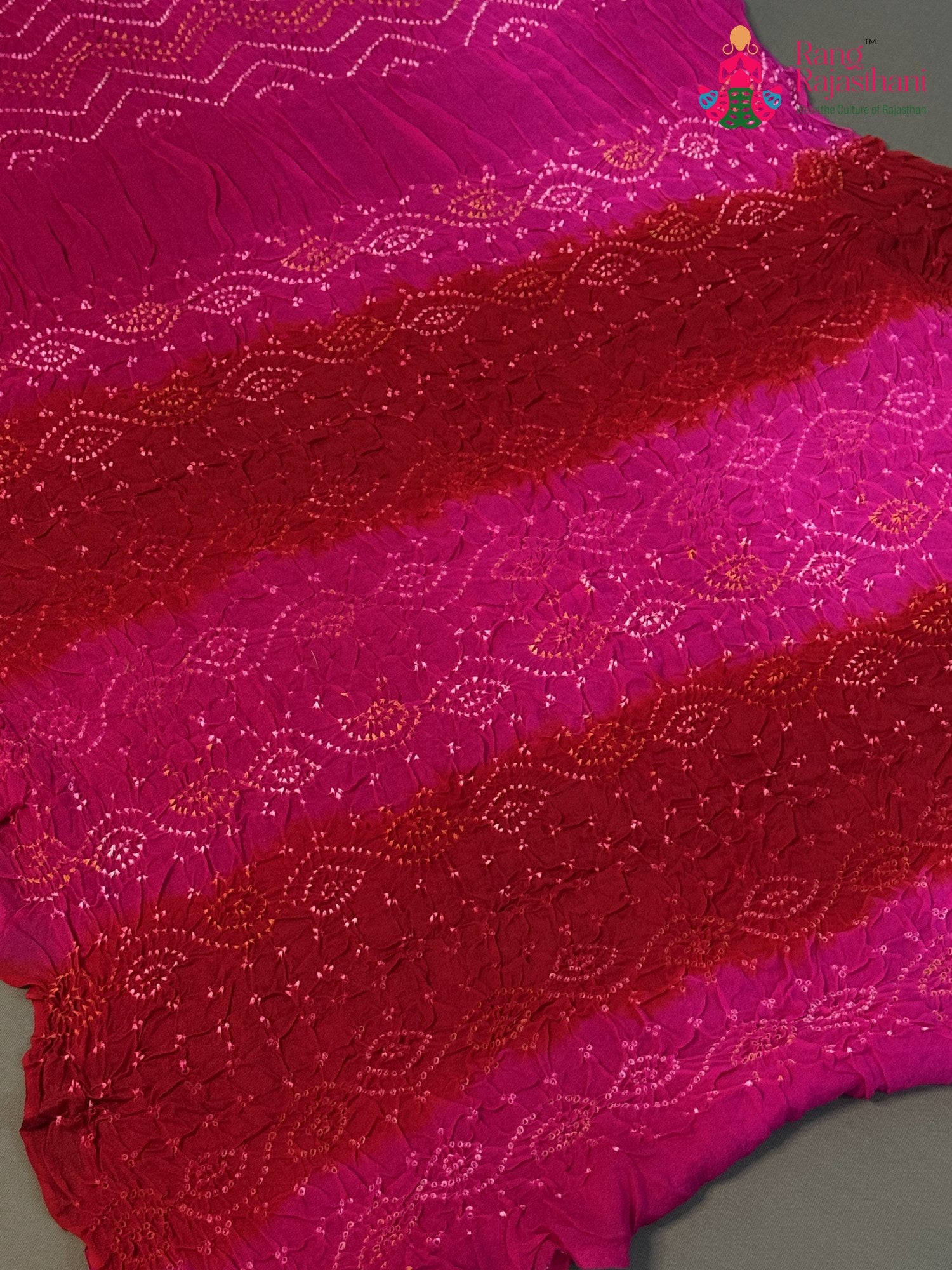 Rani Pure Ojariya Bandhani Chunri Saree for Mayra Ceremony | Premium Drape
