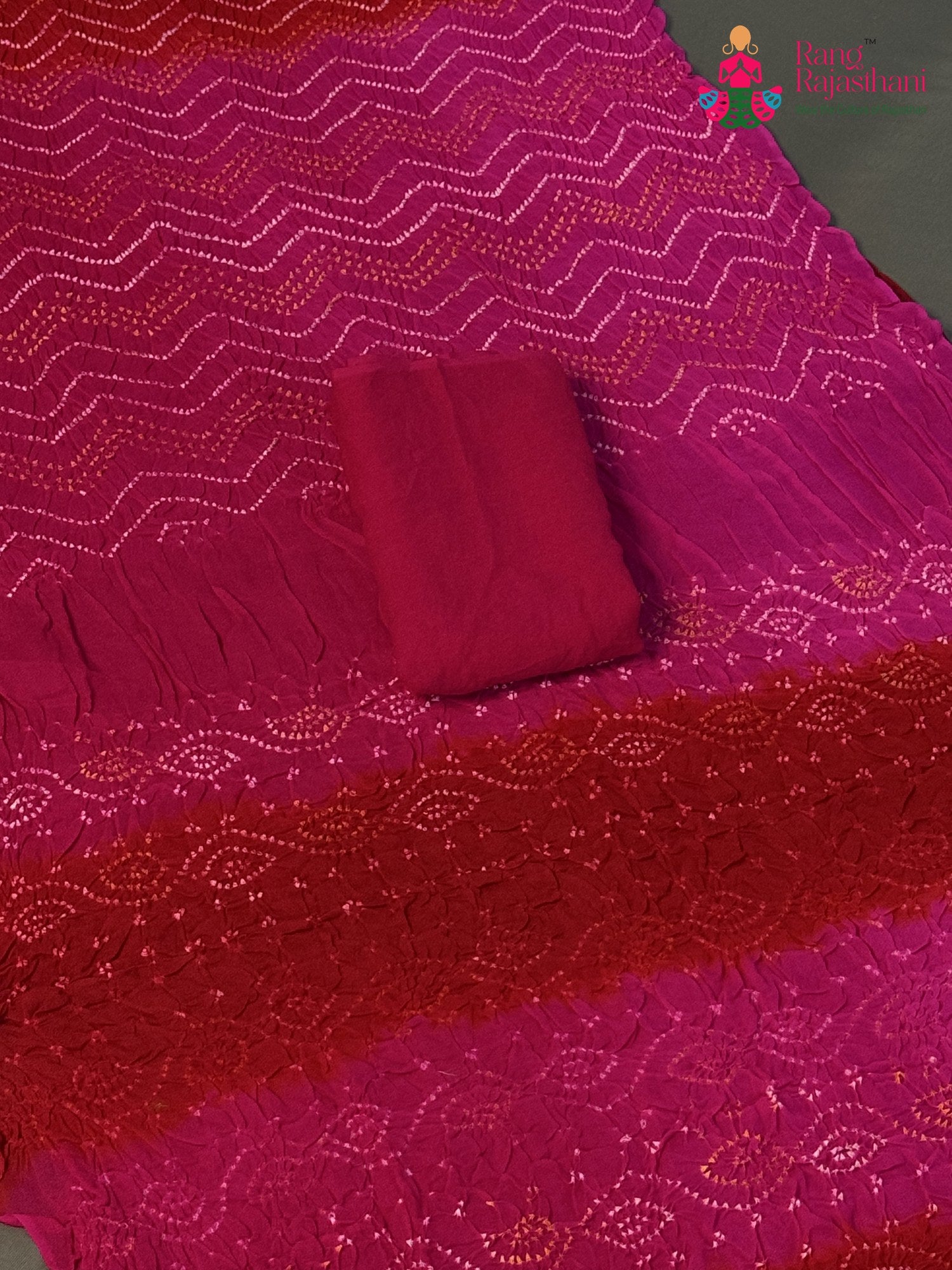 Rani Pure Ojariya Bandhani Chunri Saree for Mayra Ceremony | Premium Drape