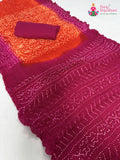 close up detailing of rani pure ojariya bandhani saree