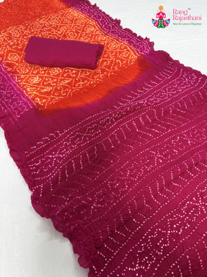Rani Pure Ojariya Bandhani Chunri Saree for Mayra Ceremony | Premium Collection