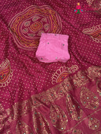 Rani Pure Russian Silk Bandhani Chunri Saree for Mayra Ceremony | Statement Pick
