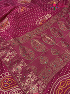 Rani Pure Russian Silk Bandhani Chunri Saree for Mayra Ceremony | Statement Pick