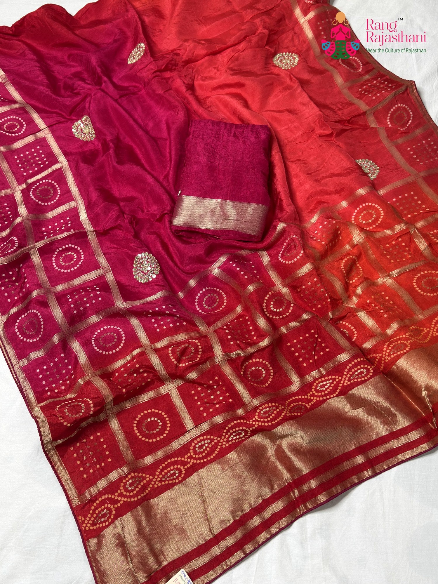 Rani Pure Russian Silk Gota Patti Gharchola Saree for Mayra Ceremony | Customer Favourite
