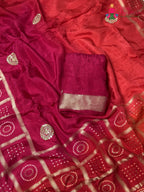 pallu detailing of rani pure russian silk gota patti saree