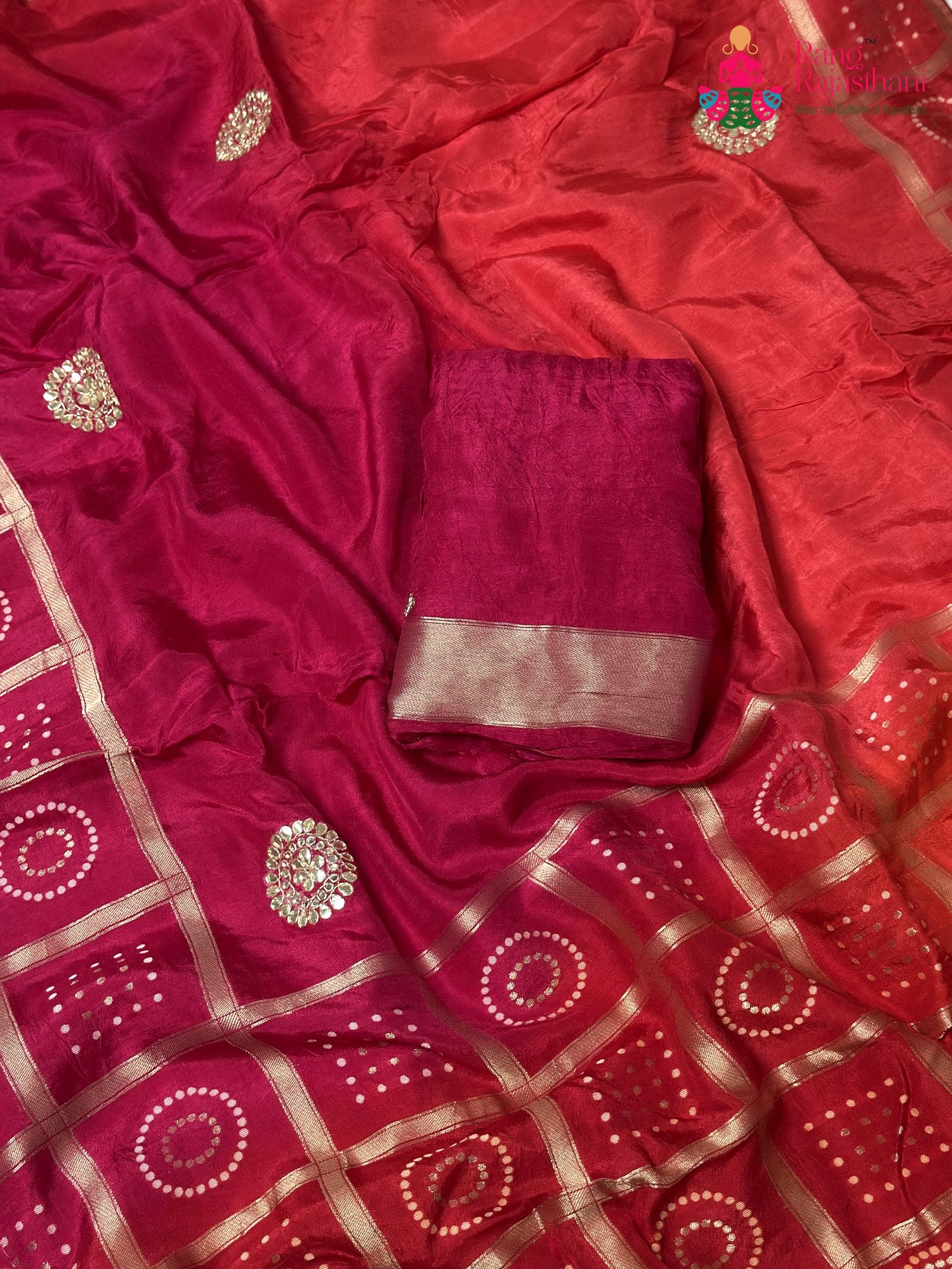 Rani Pure Russian Silk Gota Patti Gharchola Saree for Mayra Ceremony | Customer Favourite