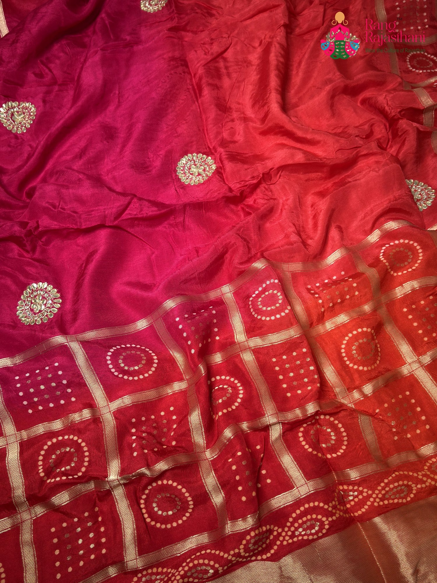Rani Pure Russian Silk Gota Patti Gharchola Saree for Mayra Ceremony | Customer Favourite