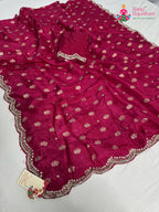 rani pure russian silk hand embellishment saree for bridal wear by Rang Rajasthani