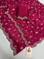 complete look of rani pure russian silk hand embellishment saree