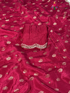 Rani Pure Russian Silk Hand Embellishment Saree for Bridal | Flowy Edit