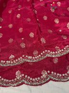Rani Pure Russian Silk Hand Embellishment Saree for Bridal | Flowy Edit