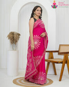 Rani Pure Upada Silk saree with Gotta Kinari Work side drape view