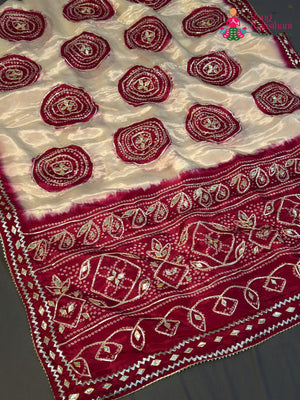 Rani Pure Tissue Silk Gota Patti Saree for Mayra Ceremony | Premium Collection
