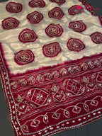 Rani Pure Tissue Silk Gota Patti Chunri Saree for Mayra Ceremony | Buy Online