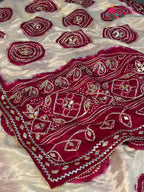 Rani Pure Tissue Silk Gota Patti Chunri Saree for Mayra Ceremony | Buy Online