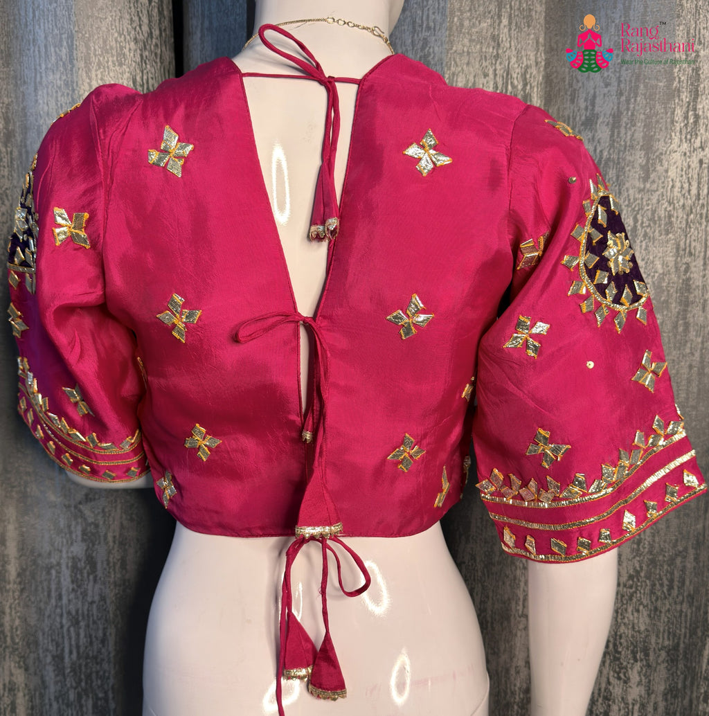 Rani Pure Upada Silk Gota Patti Blouse for Wedding Guest | Premium Collection