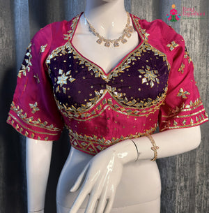 Rani Pure Upada Silk Gota Patti Blouse for Wedding Guest | Latest Edit