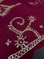 close up detailing of rani pure upada silk gota patti blouse 3808