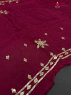 close up detailing of rani pure upada silk gota patti blouse 3814