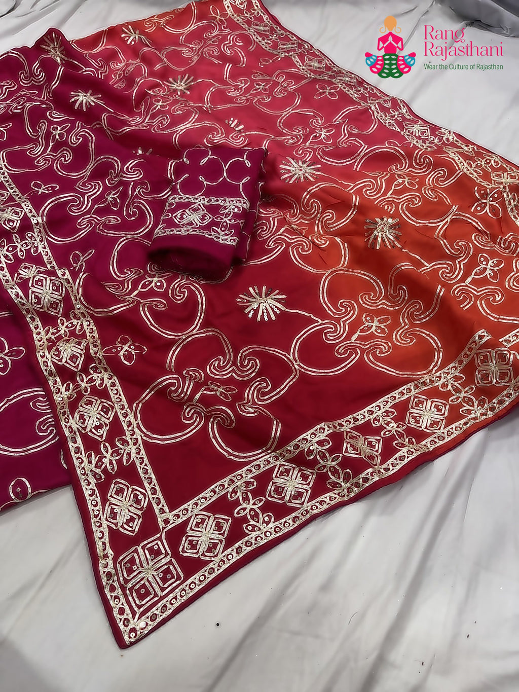 complete look of rani pure upada silk gota patti saree 