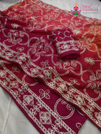 pallu detailing of rani pure upada silk gota patti saree 