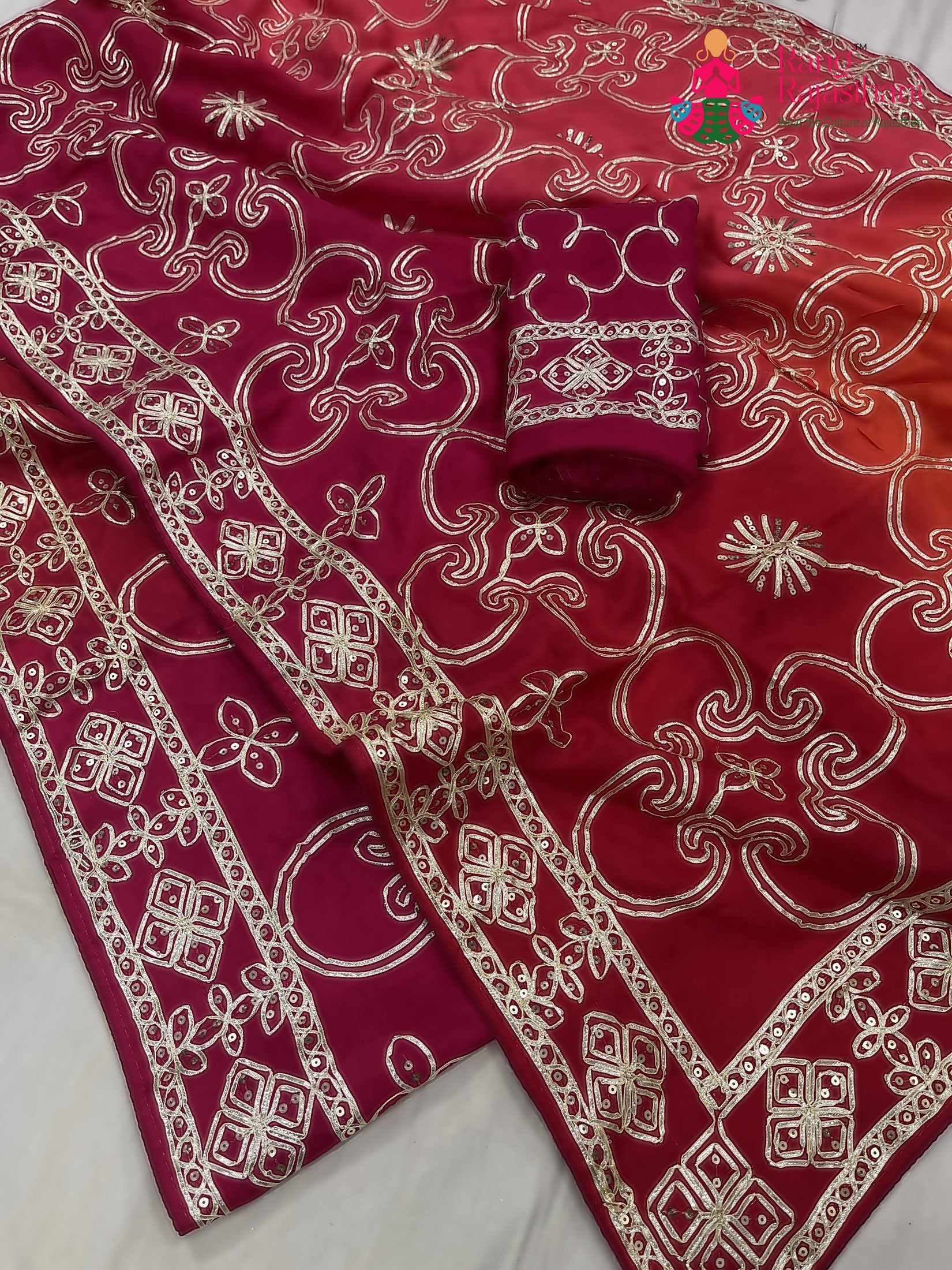 rani pure upada silk gota patti saree for bridal wear by Rang Rajasthani