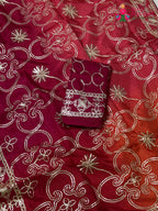 design pattern of rani pure upada silk gota patti saree