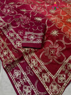 close up view of rani pure upada silk gota patti saree