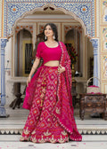 Rani Pure Georgette saree with Gota Patti Bandhej side drape view