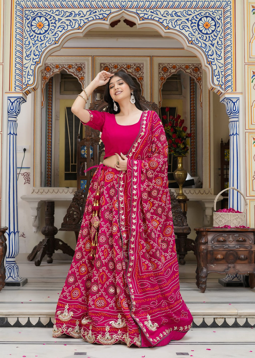 Soft Rani/Red Silk Lehenga - Heritage Edit