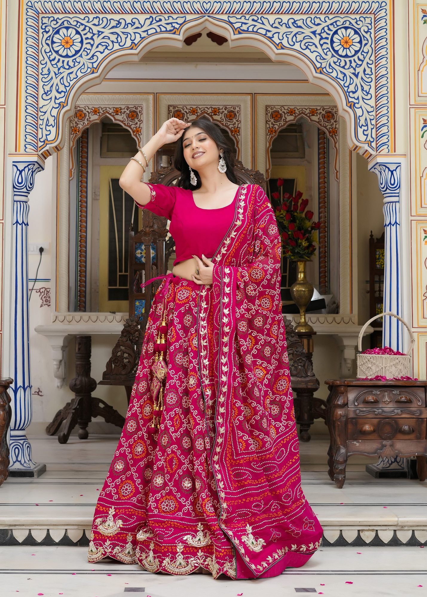 Soft Rani/Red Silk Lehenga - Heritage Edit