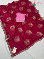 border detailing of rani silk saree