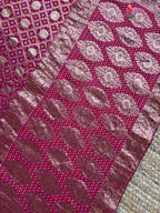 pallu detailing of rani soft georgette banarasi zari weave gharchola saree
