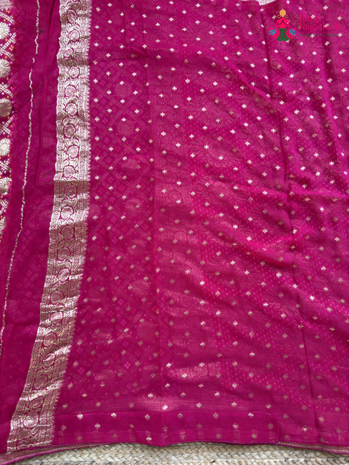 design pattern of rani soft georgette banarasi zari weave gharchola saree