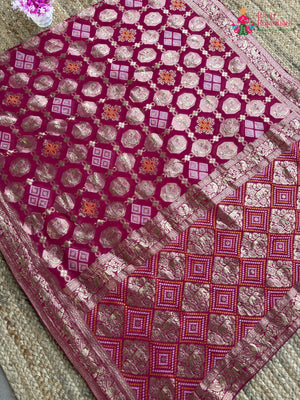 Rani Soft Georgette Banarasi Zari Weave Gharchola Saree for Red Puja Sarees | Buy Now