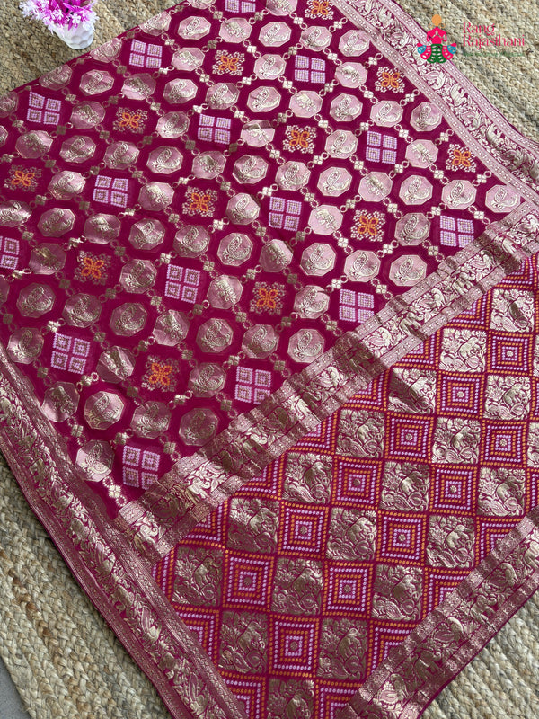 Rani Soft Georgette Banarasi Zari Weave Gharchola Saree for Red Puja Sarees | Buy Now