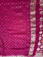 design pattern of rani soft georgette banarasi zari weave gharchola saree