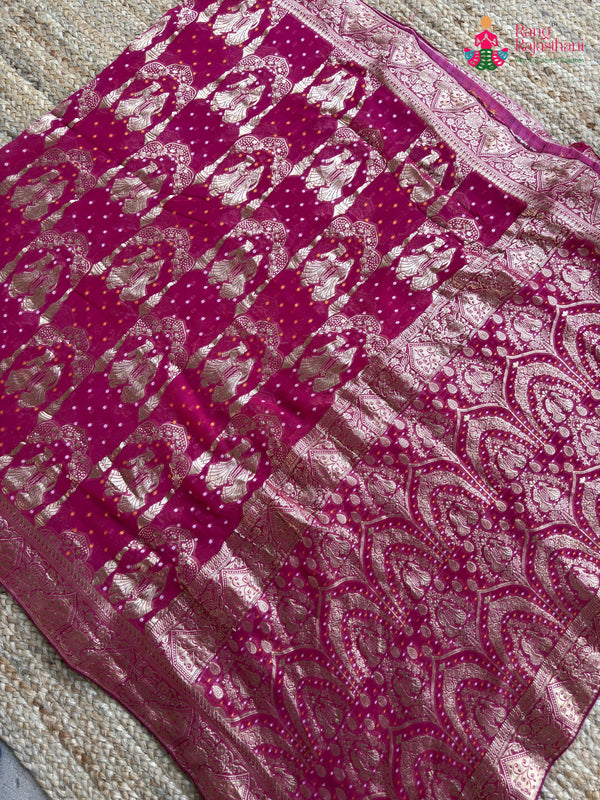 Rani Soft Georgette Banarasi Zari Weave Gharchola Saree for Red Puja Sarees | Shop Online