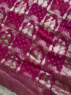 border detail of rani soft georgette banarasi zari weave gharchola saree