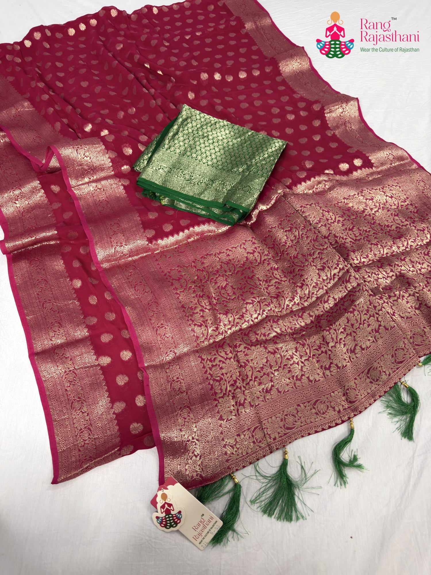complete look of rani soft georgette banarasi zari weave saree